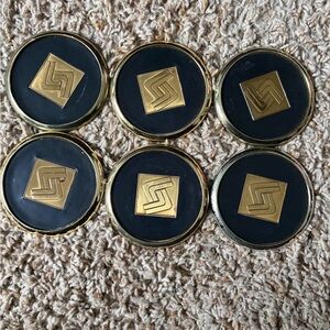 Set of 6 Brass, Leather and Cork coasters